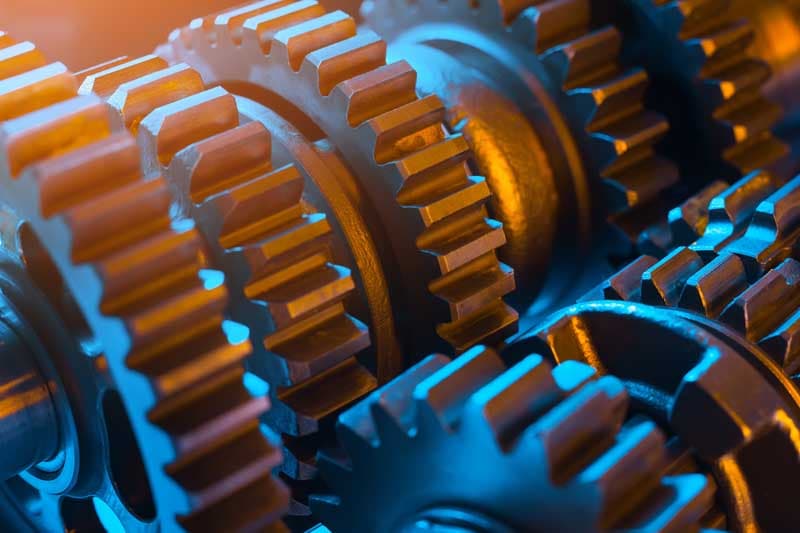 closeup of gears turning