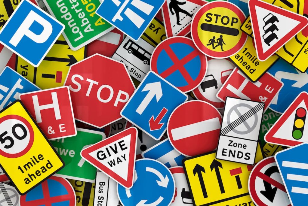 assortment of road and safety signs graphic